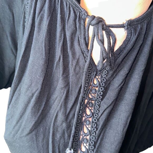 INC International Concepts Ladies Size 2X Black Lace Embroidered Peasant Blouse - Picture 6 of 11